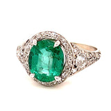 Antique 1920s Art Deco Emerald Ring with Diamonds Cocktail Ring Roseark Vintage