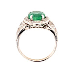 Antique 1920s Art Deco Emerald Ring with Diamonds Cocktail Ring Roseark Vintage