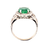 Antique 1920s Art Deco Emerald Ring with Diamonds Cocktail Ring Roseark Vintage