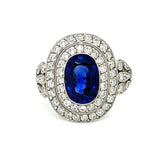 GIA Sri Lanka Sapphire Handmade Ring Statement Ring Roseark Vintage