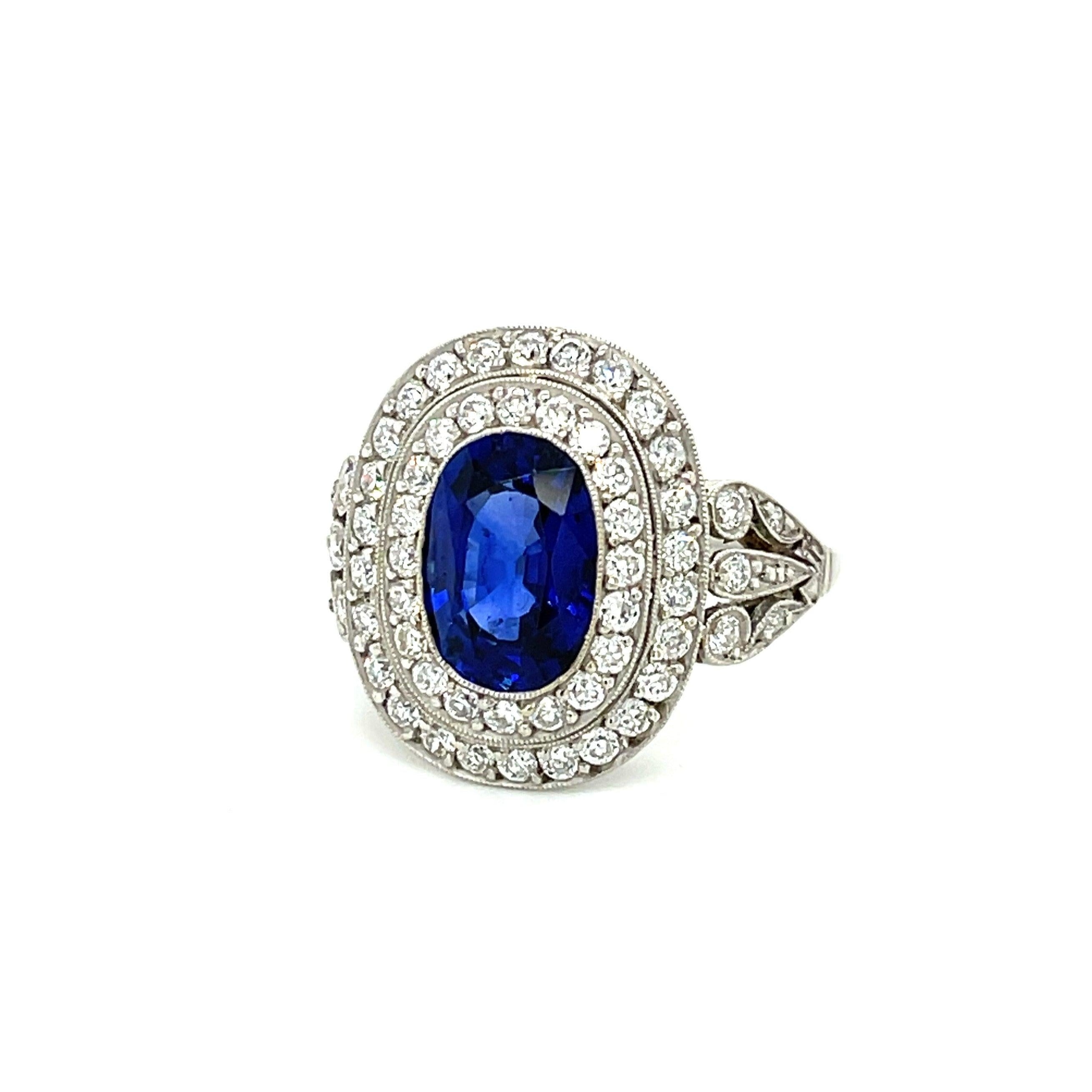 GIA Sri Lanka Sapphire Handmade Ring Statement Ring Roseark Vintage