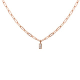 Baguette Diamond Box Link Chain Necklace Choker Necklace Jaine K Designs Rose Gold