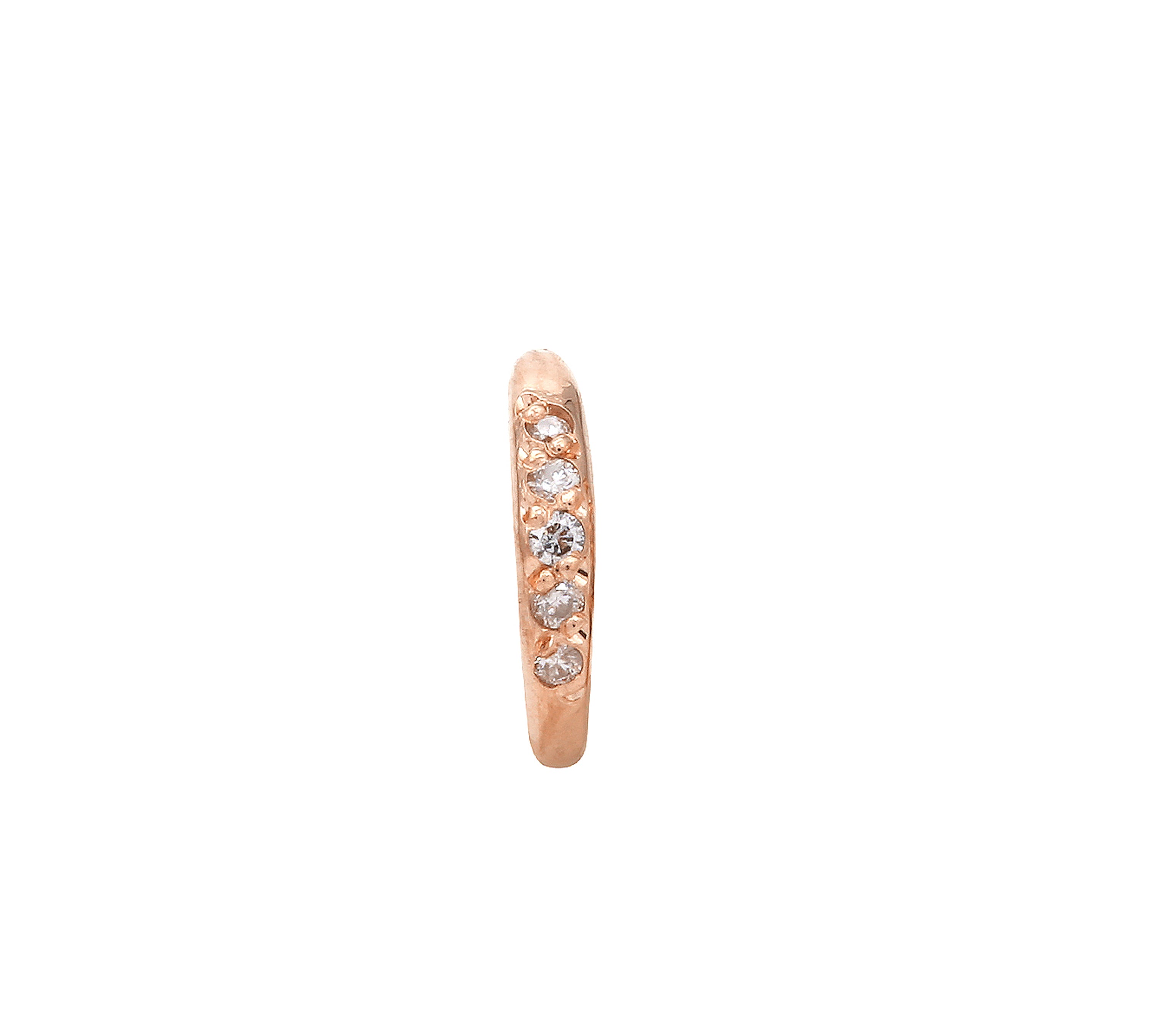 Dainty Diamond Pave Hoop Stud Hoop Earrings Jaine K Designs Single Rose gold