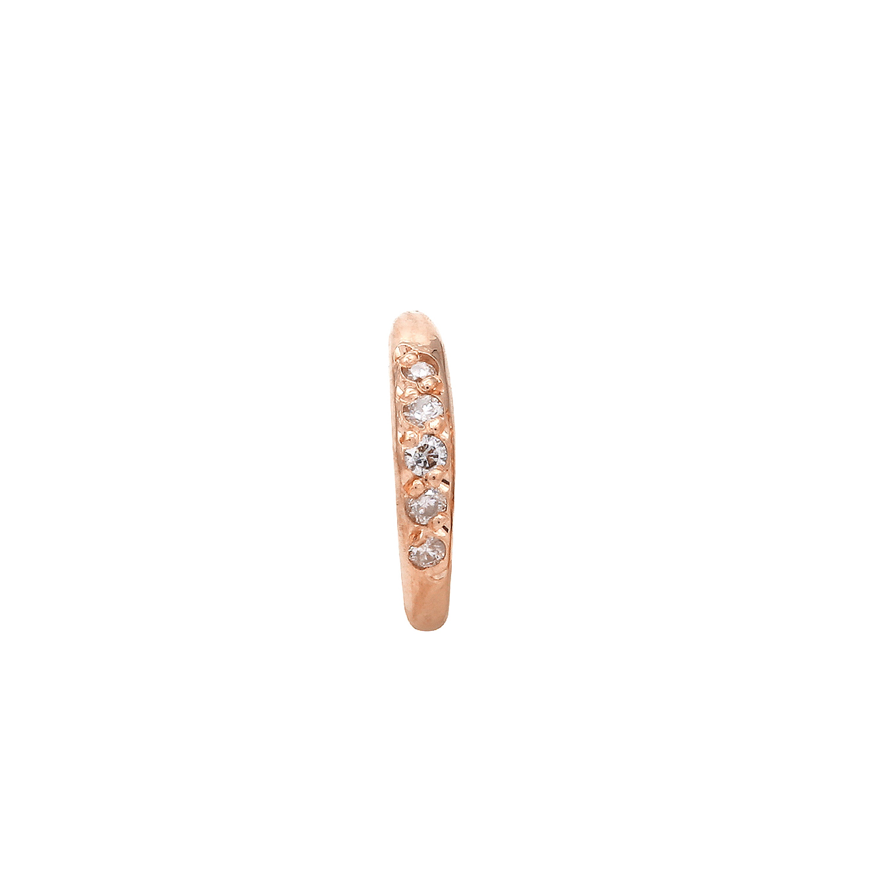 Dainty Diamond Pave Hoop Stud Hoop Earrings Jaine K Designs Single Rose gold