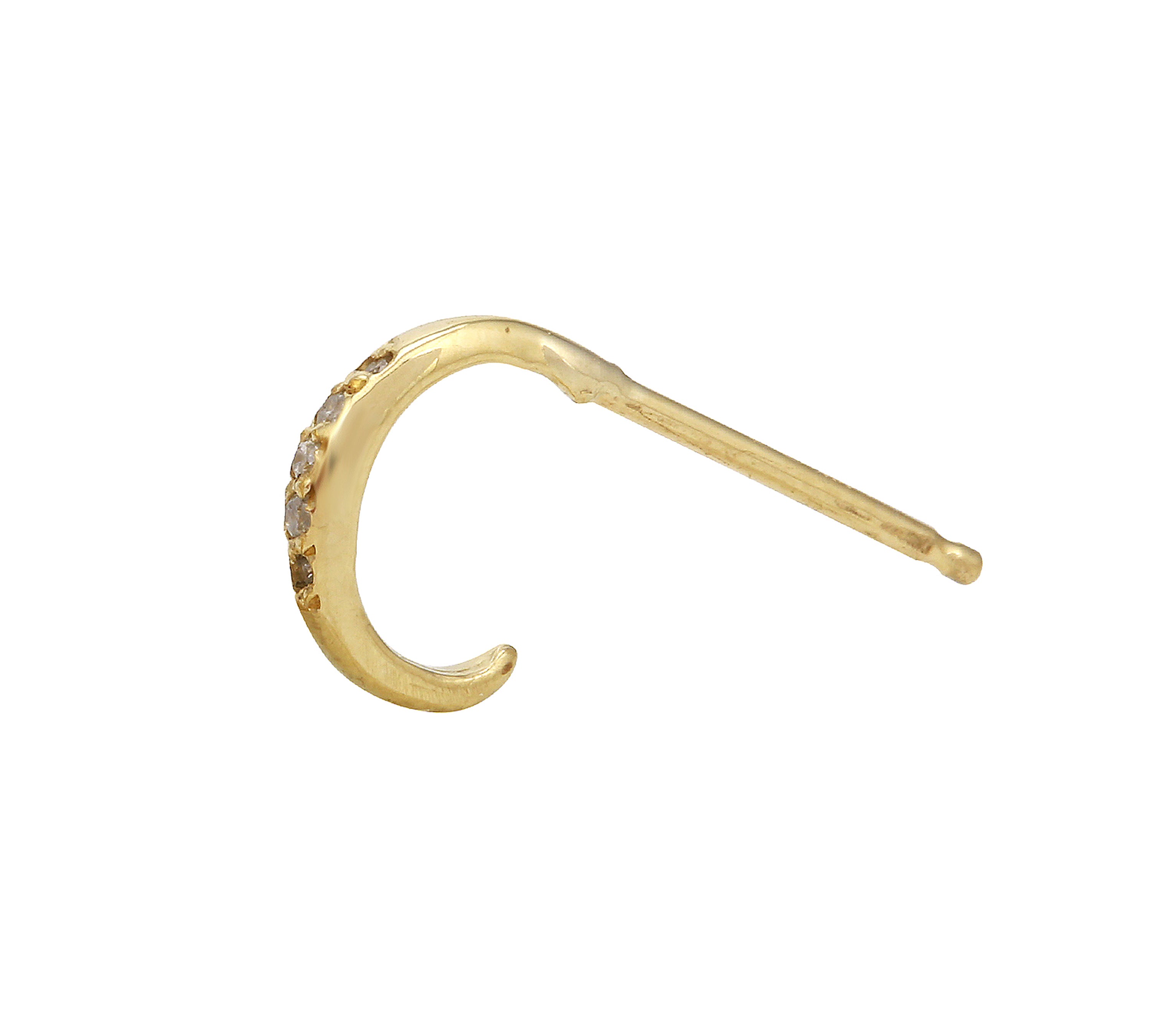 Dainty Diamond Pave Hoop Stud Hoop Earrings Jaine K Designs Single Yellow Gold