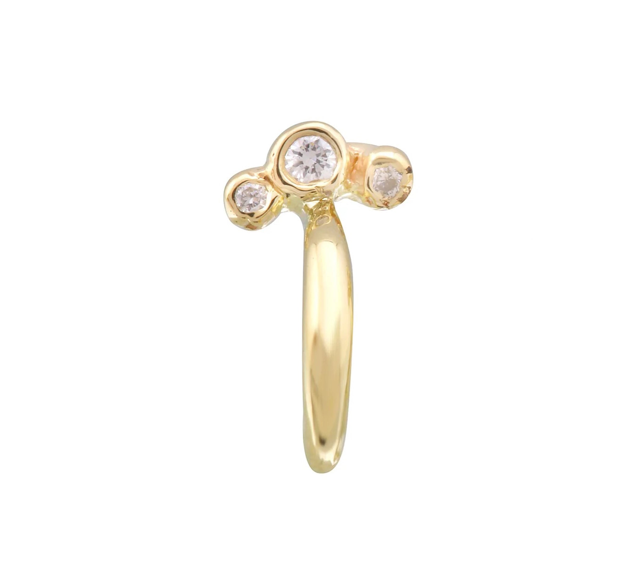 Half Hoop w/ Trio Dot Diamonds Hoop Earrings Jaine K Designs Single