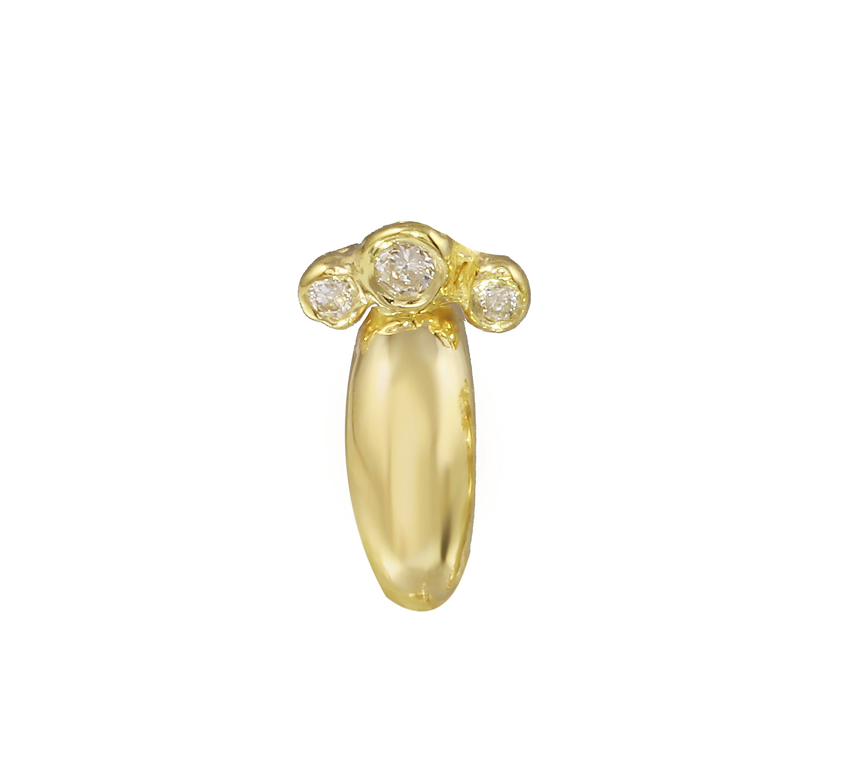 Chubby Half-Hoop with Triple Diamonds Hoop Earrings Jaine K Designs Single