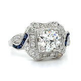 Old European Diamond Sapphire Ring Statement Ring Roseark Vintage
