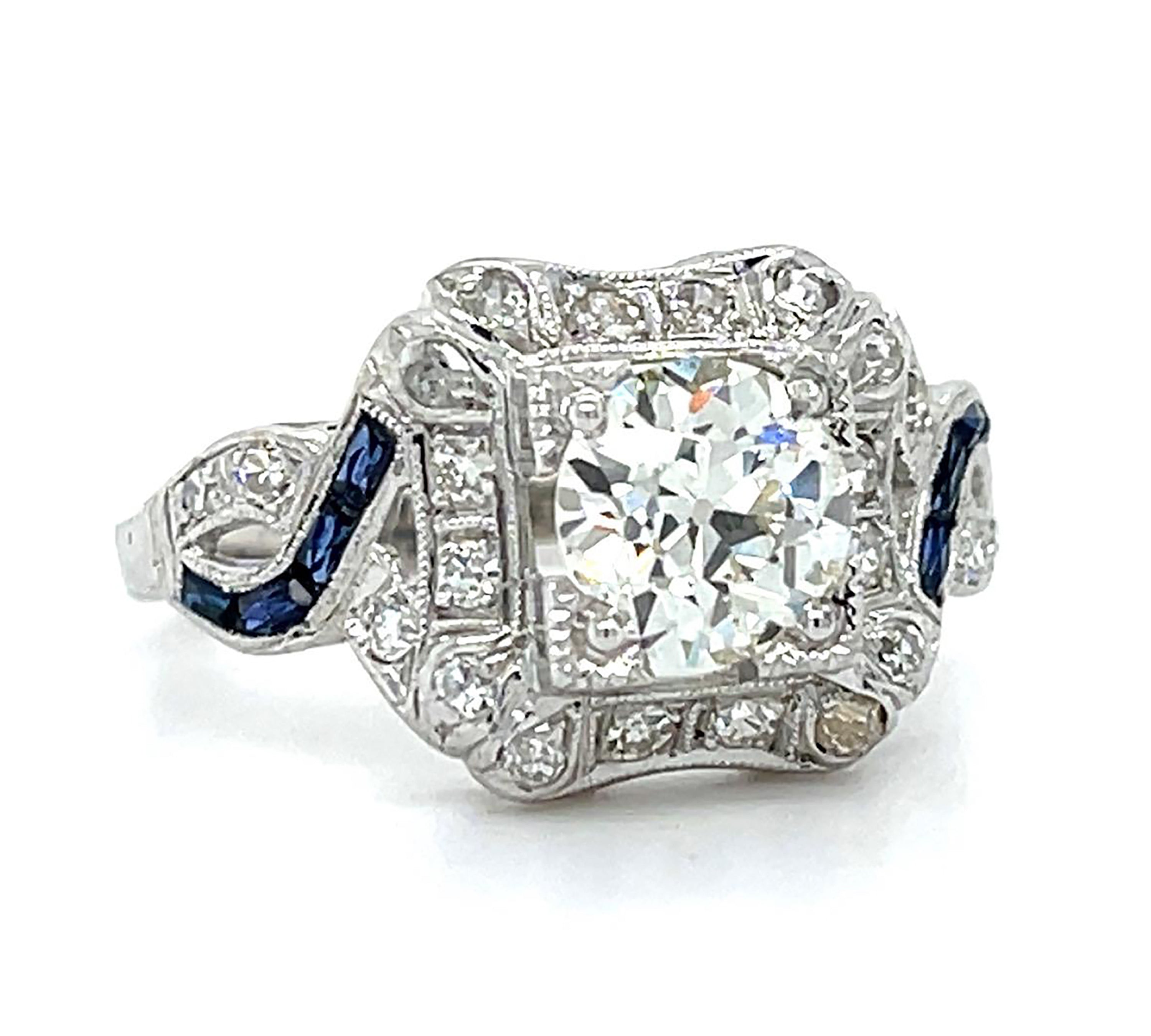 Old European Diamond Sapphire Ring Statement Ring Roseark Vintage