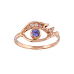 Eye Ring with Diamond Lashes Ring Jaine K Designs Rose Gold / Tanzanite