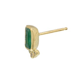 Rectangle Emerald w/ Triple Diamond Stud Earring Stud Earrings Jaine K Designs Single