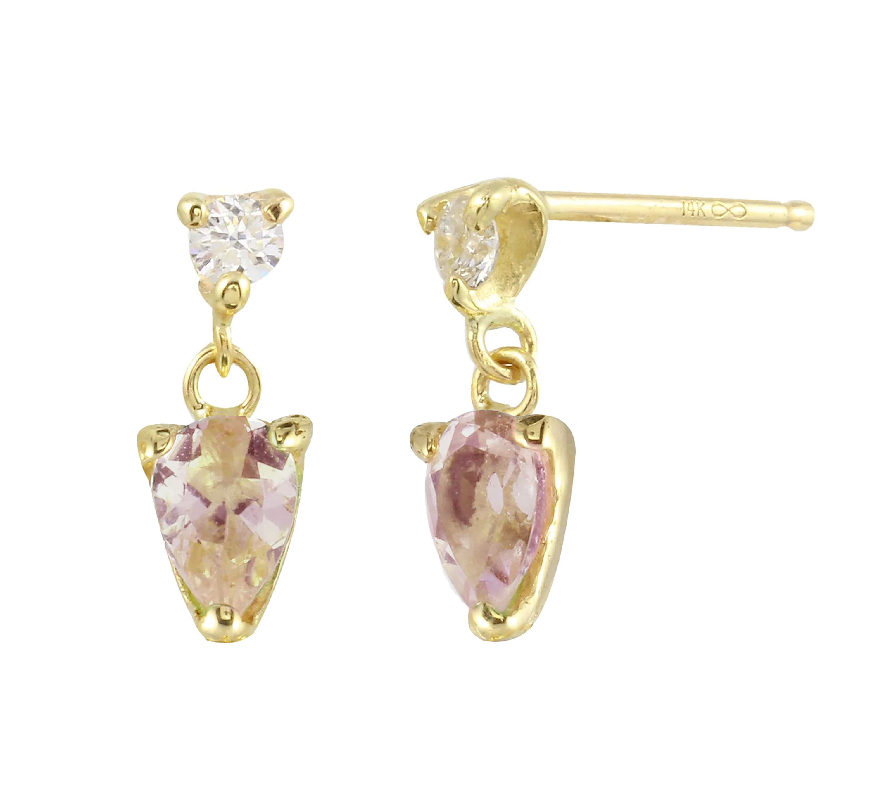 Diamond and Pear Morganite Drop Earring Drop Earrings Jaine K Designs Pair