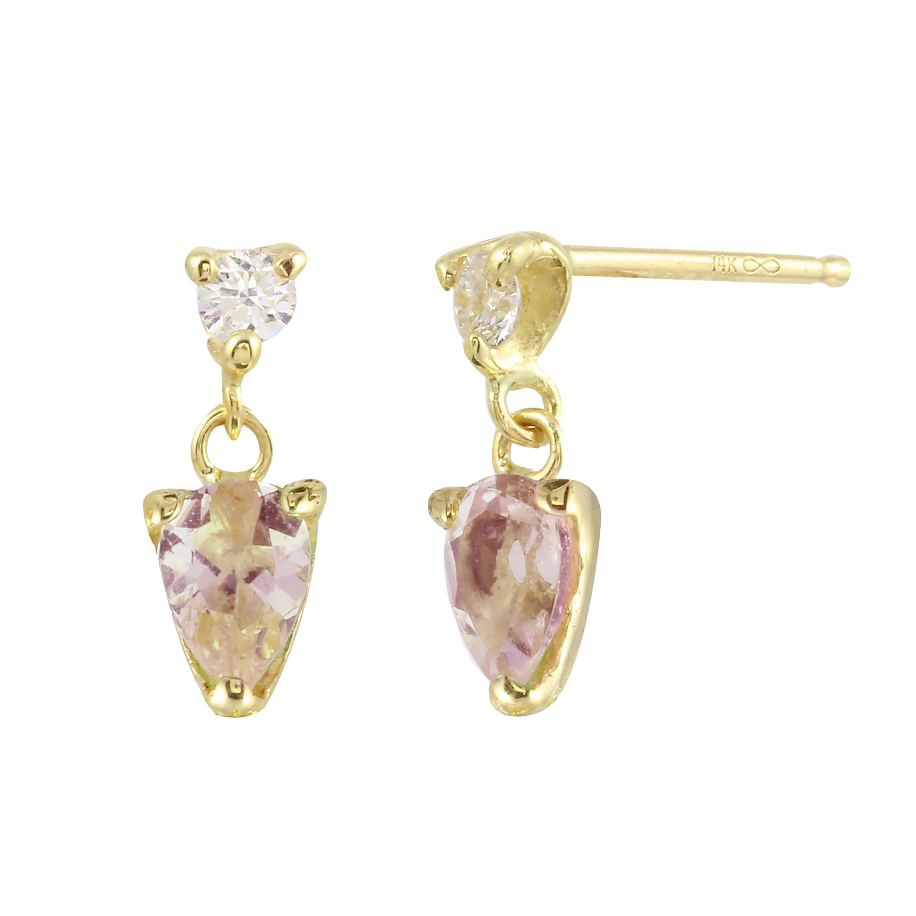 Diamond and Pear Morganite Drop Earring Drop Earrings Jaine K Designs Pair