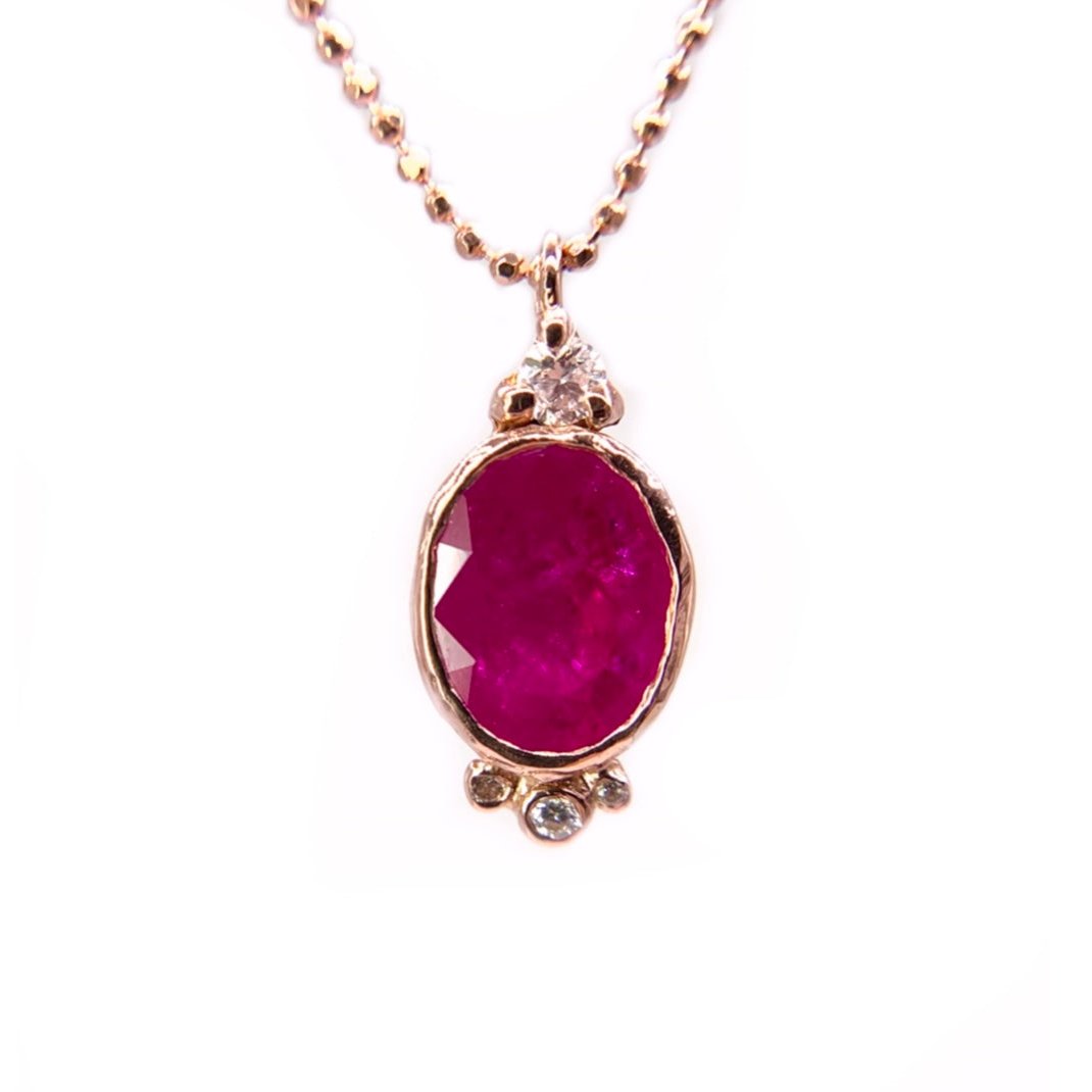 Ruby Oval Necklace Pendant Necklace Jaine K Designs