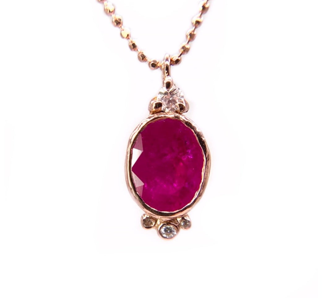 Ruby Oval Necklace Pendant Necklace Jaine K Designs