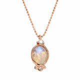 Oval Moonstone Necklace with Diamonds Pendant Necklace Jaine K Designs Rose Gold
