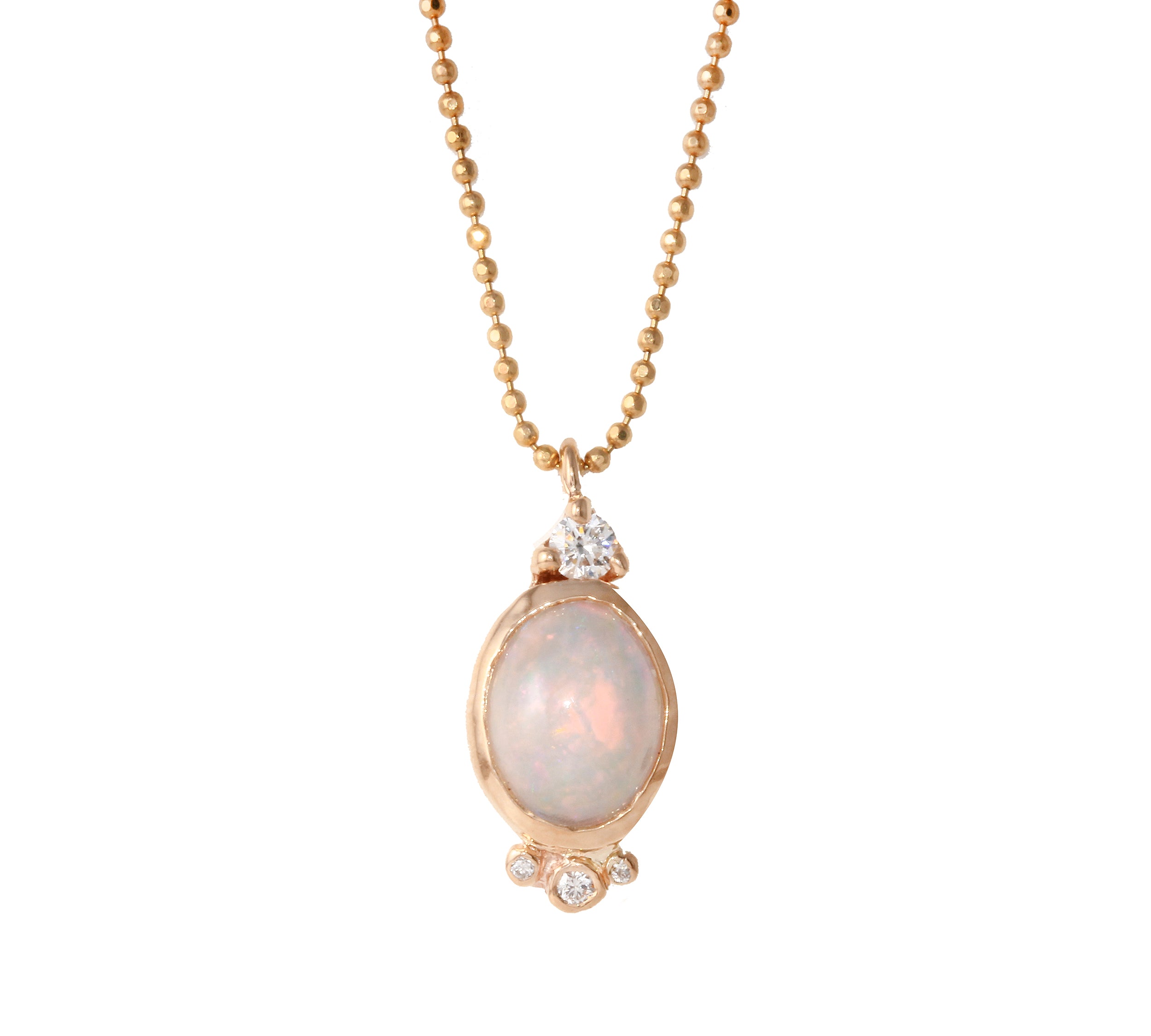 Oval Opal Necklace Pendant Necklace Jaine K Designs Rose Gold