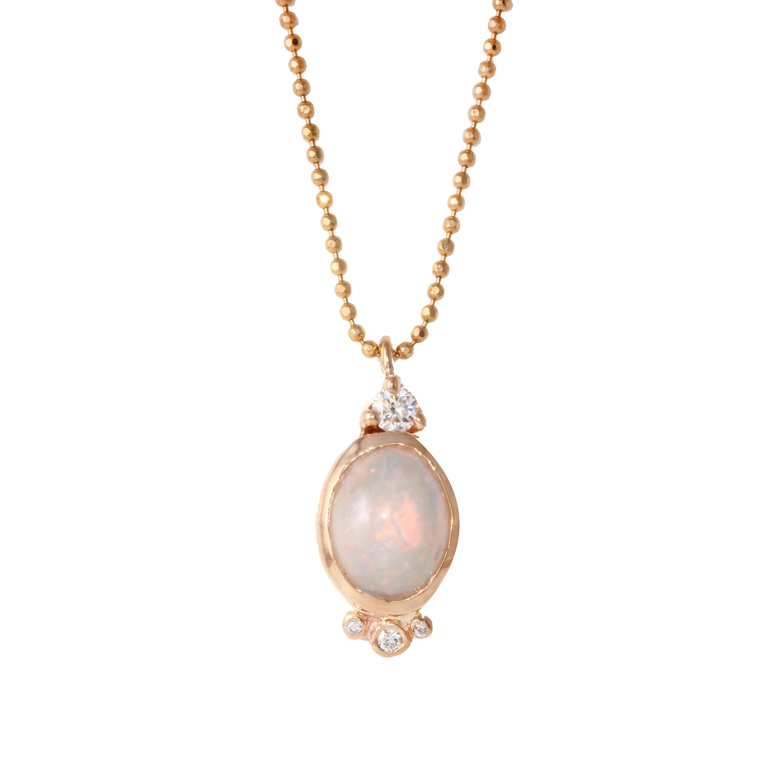 Oval Opal Necklace Pendant Necklace Jaine K Designs Rose Gold