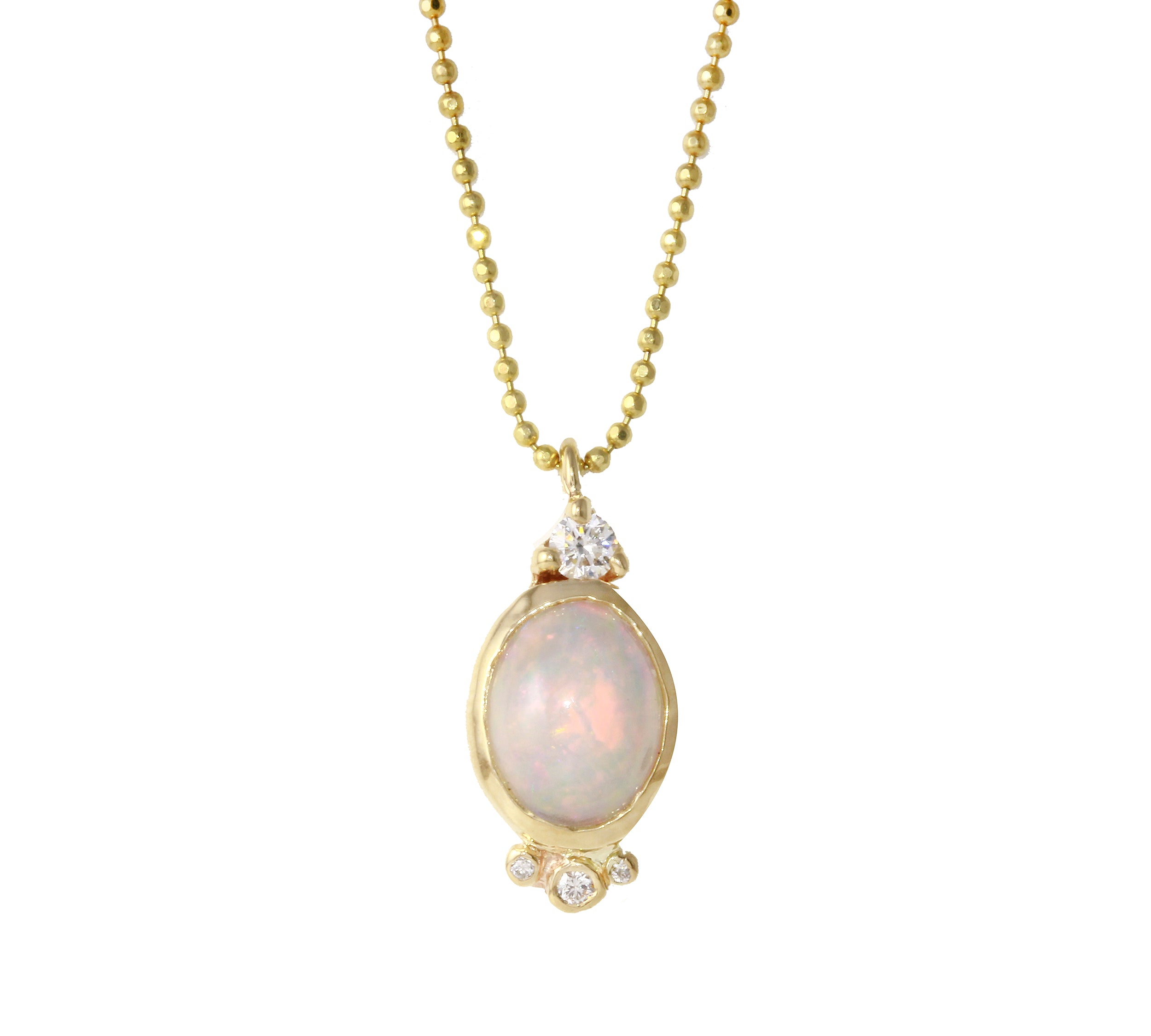 Oval Opal Necklace Pendant Necklace Jaine K Designs Yellow Gold