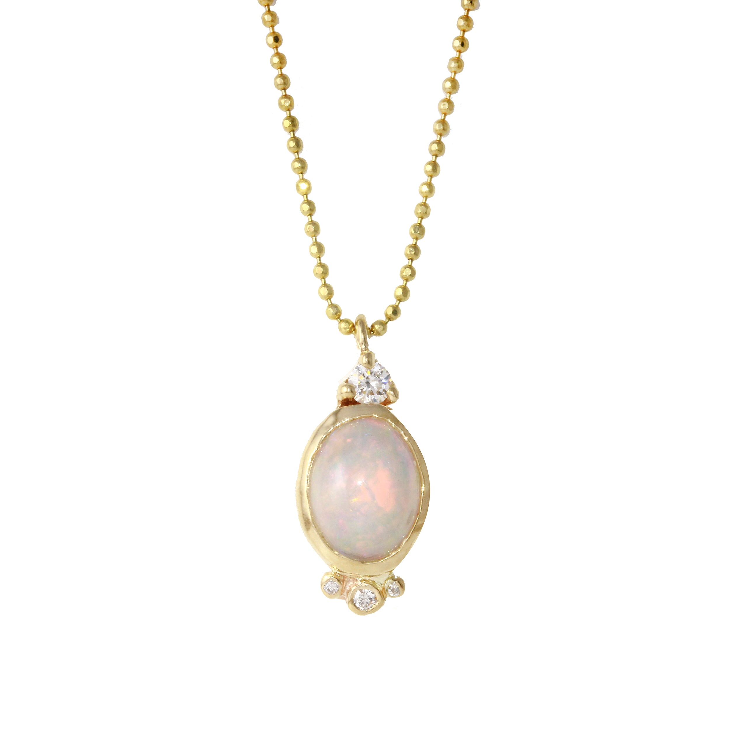 Oval Opal Necklace Pendant Necklace Jaine K Designs Yellow Gold