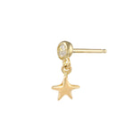 Diamond Bezel Star Dangle Earring Drop Earrings Jaine K Designs Yellow Gold Without Diamond Bezel Single