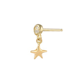 Diamond Bezel Star Dangle Earring Drop Earrings Jaine K Designs Yellow Gold Without Diamond Bezel Single