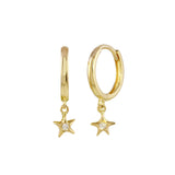 Huggie with Diamond Star Huggie Earrings Jaine K Designs Pair Yellow Gold