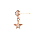 Diamond Bezel Star Dangle Earring Drop Earrings Jaine K Designs Rose Gold With Diamond Bezel Single