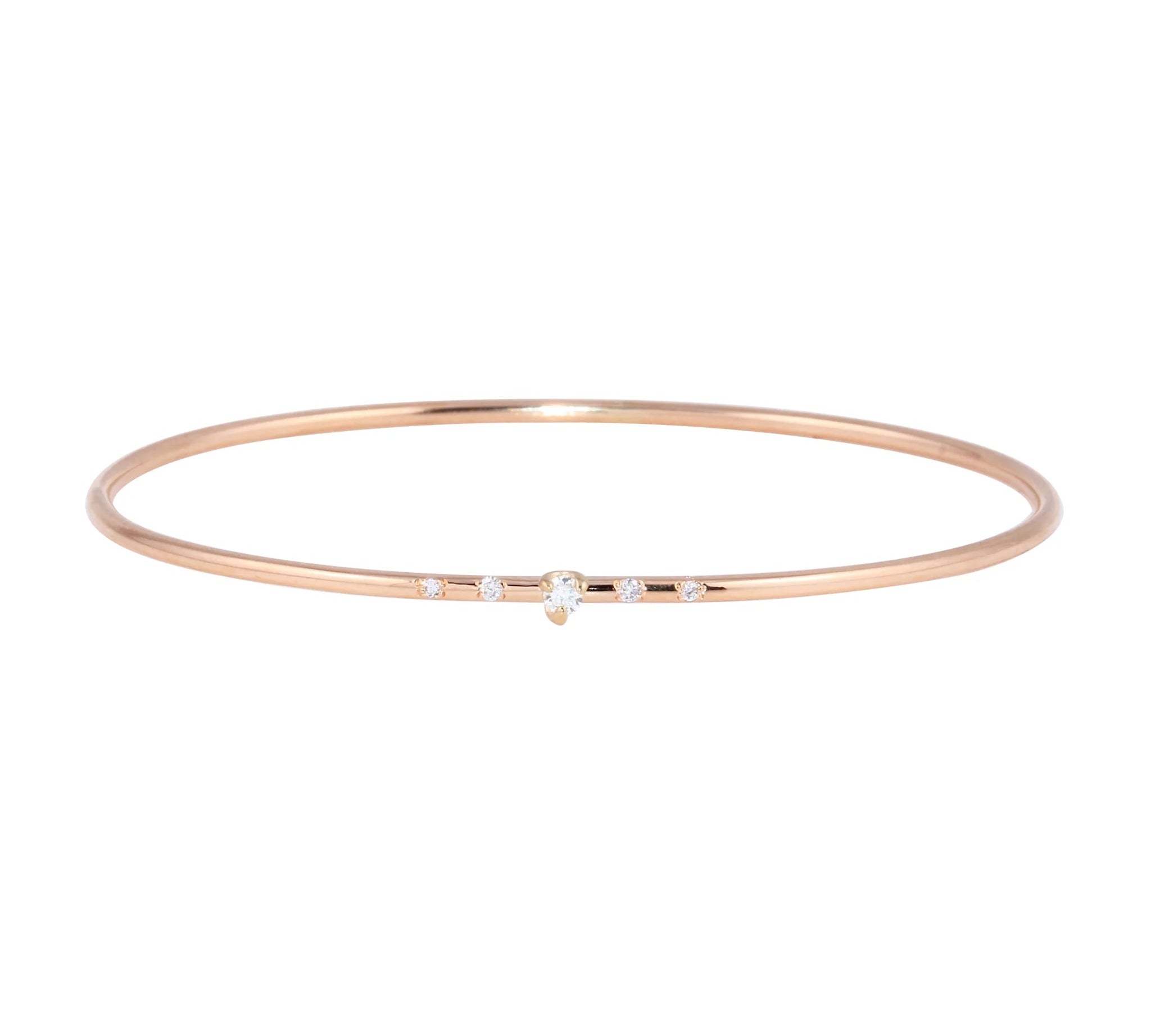 Diamond Solitaire with Pave Bangle Bangle Jaine K Designs Rose gold