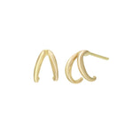 Mini Double Half Hoop Earring Hoop Earrings Jaine K Designs Pair Yellow Gold