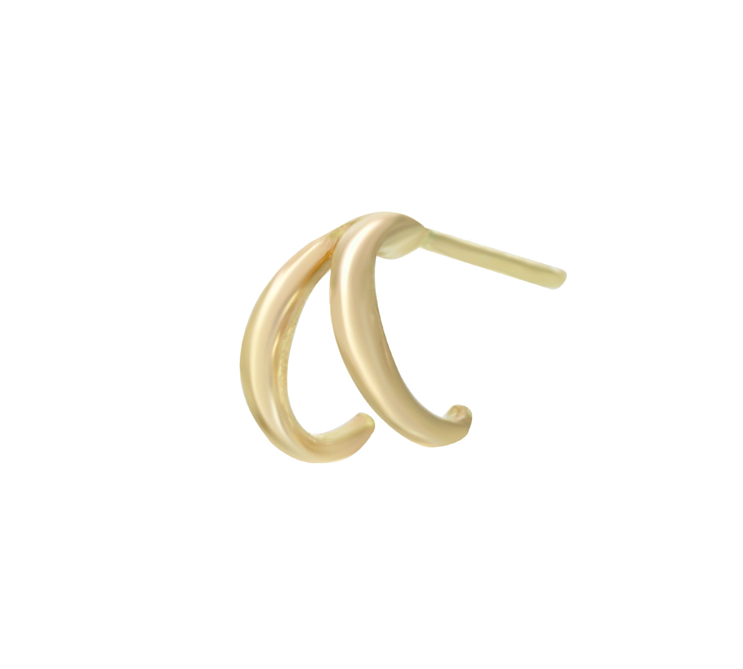 Mini Double Half Hoop Earring Hoop Earrings Jaine K Designs Single Yellow Gold