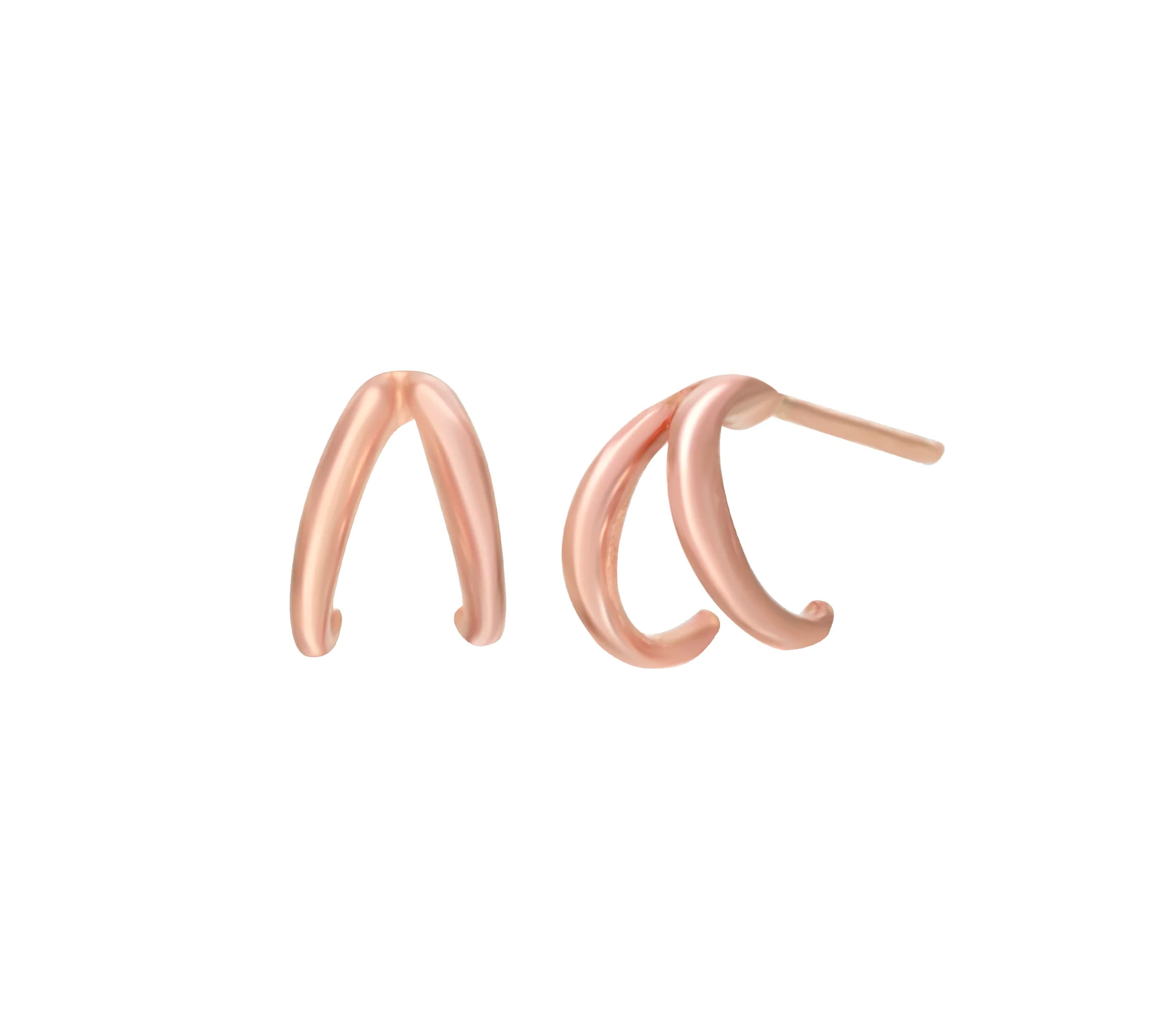 Mini Double Half Hoop Earring Hoop Earrings Jaine K Designs Pair Rose gold