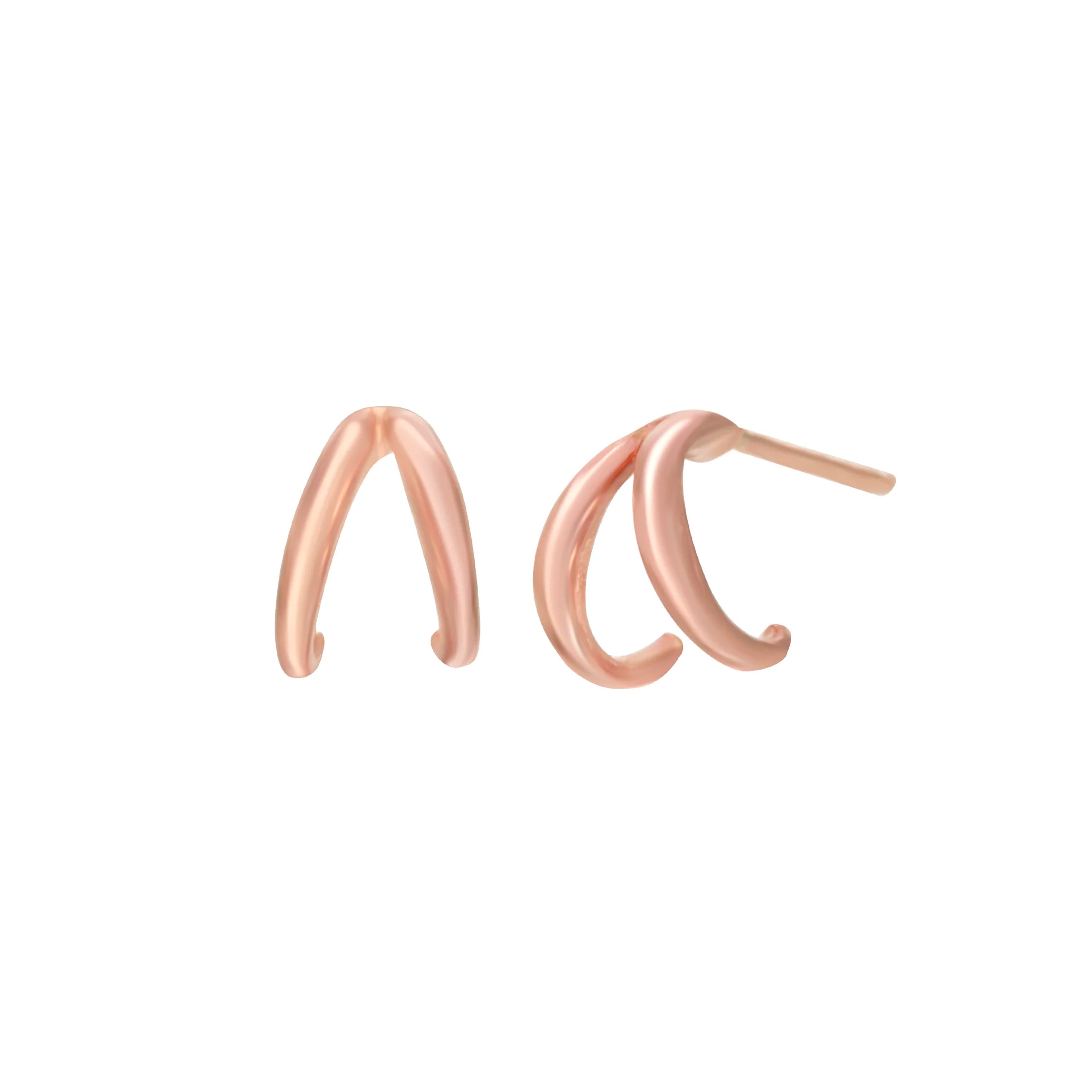 Mini Double Half Hoop Earring Hoop Earrings Jaine K Designs Pair Rose gold