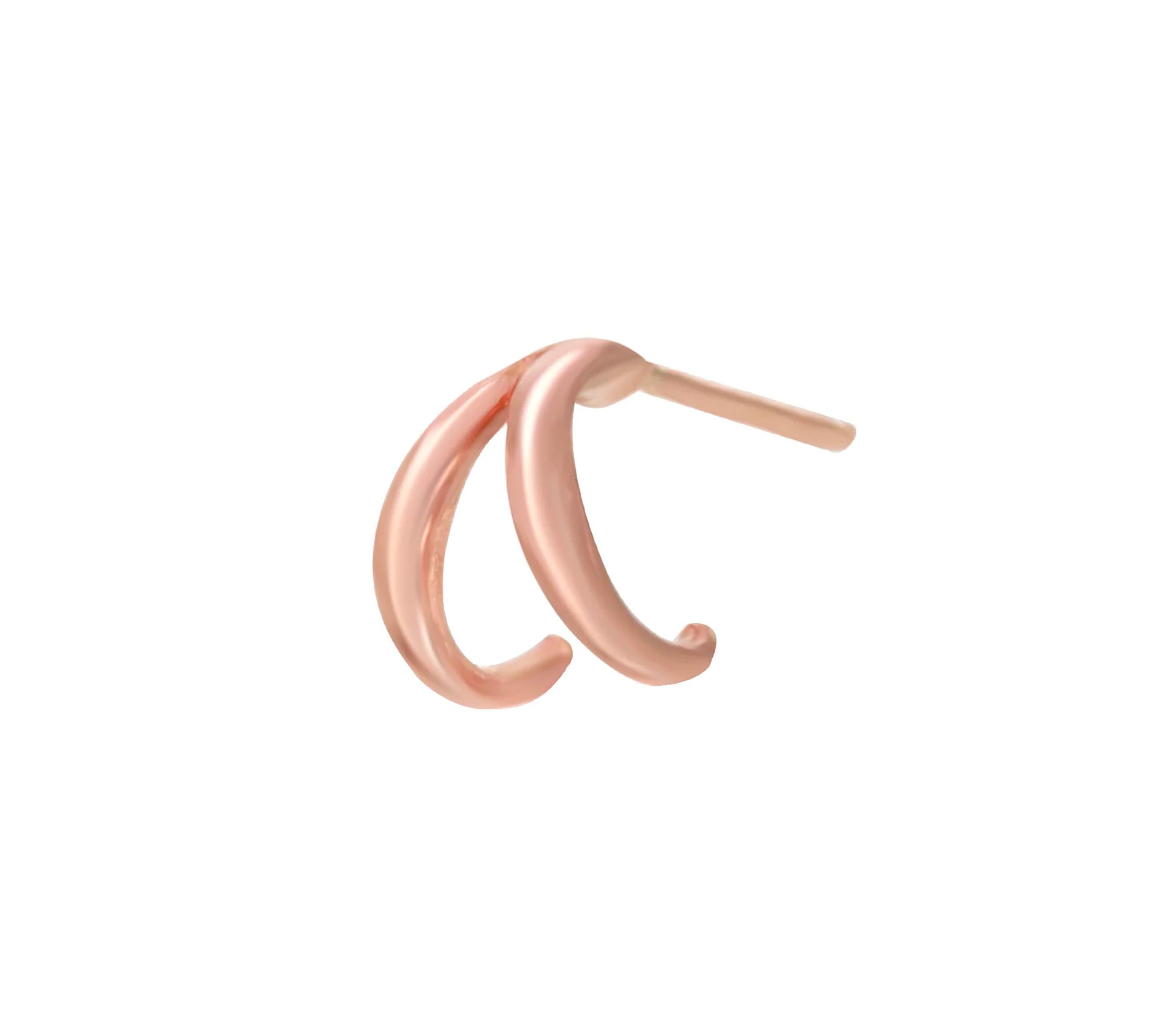 Mini Double Half Hoop Earring Hoop Earrings Jaine K Designs Single Rose gold