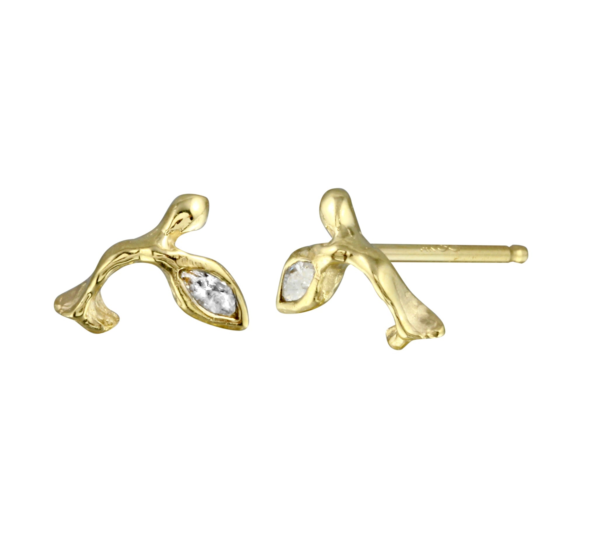 Curved Twig Marquise Diamond Earring Stud Earrings Jaine K Designs Pair