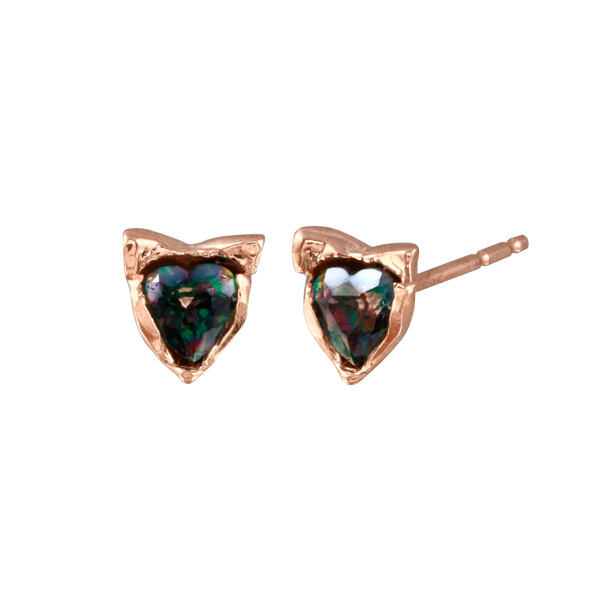 Topaz Heart Cat Stud Earring Stud Earrings Jaine K Designs Rainbow Topaz Pair