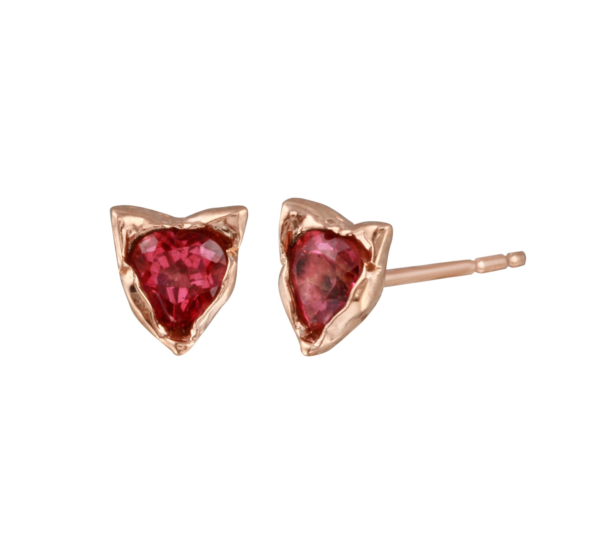 Topaz Heart Cat Stud Earring Stud Earrings Jaine K Designs Pink Topaz Pair