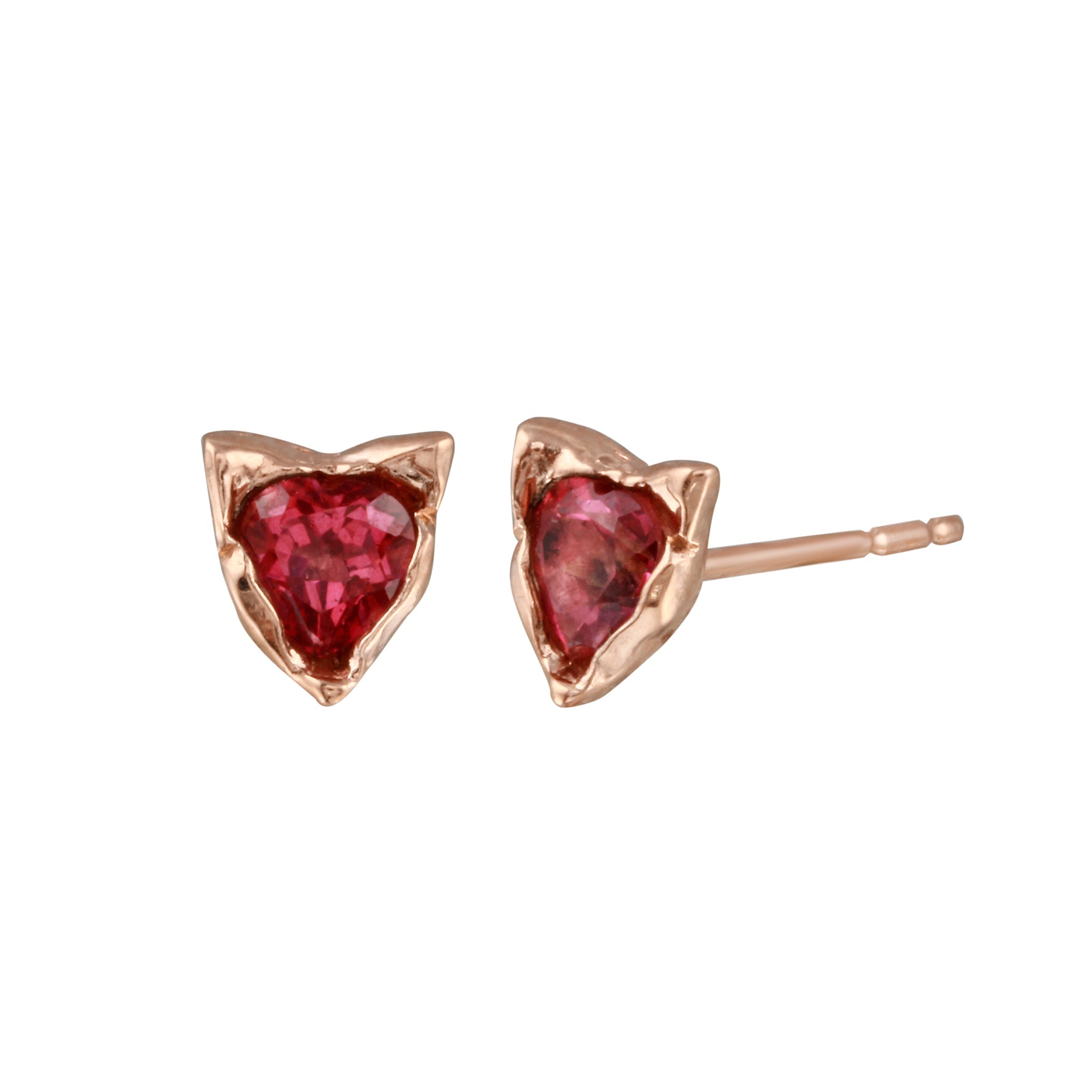 Topaz Heart Cat Stud Earring Stud Earrings Jaine K Designs Pink Topaz Pair