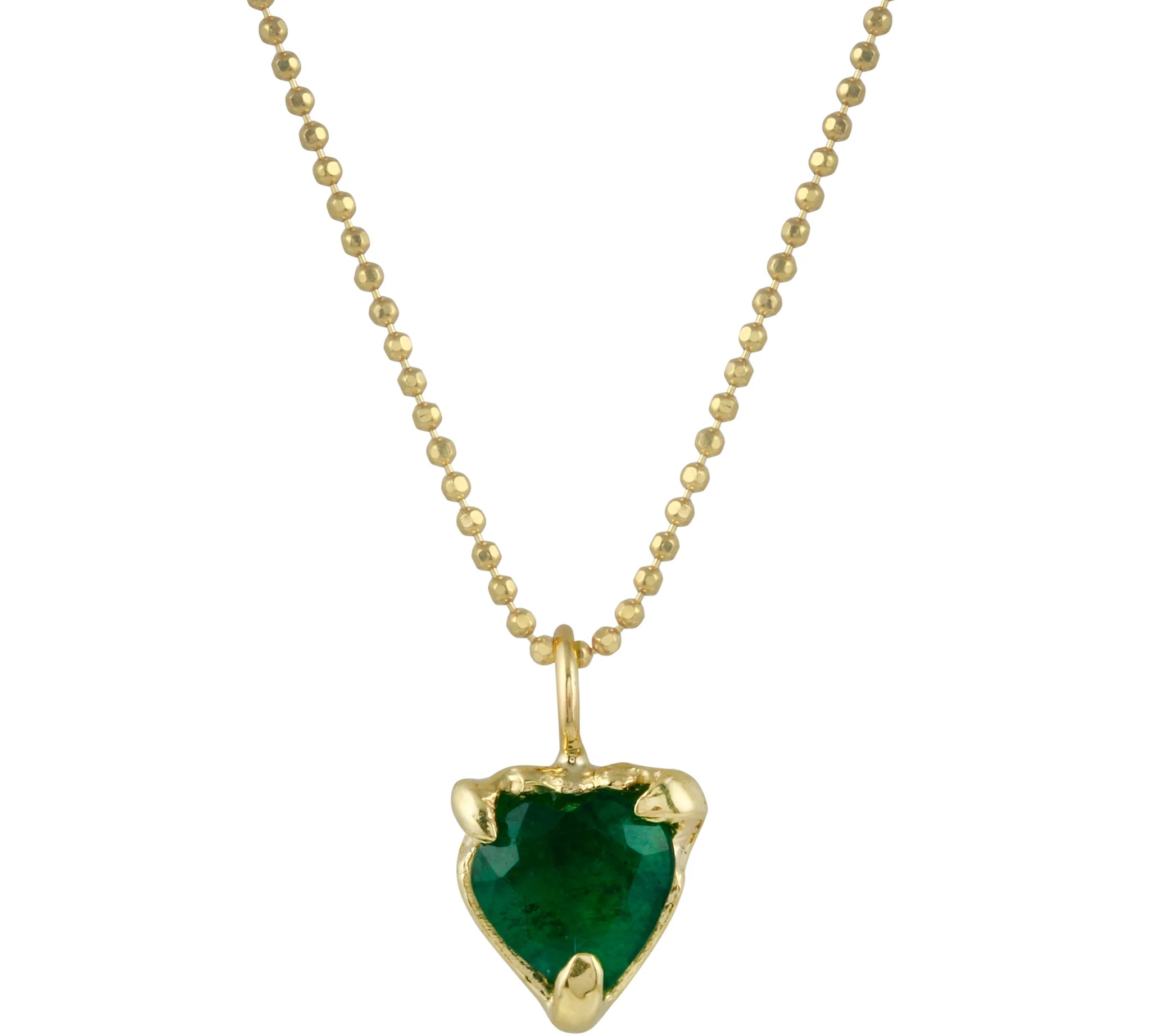 Emerald Heart Pendant Necklace Pendant Necklace Jaine K Designs Yellow Gold