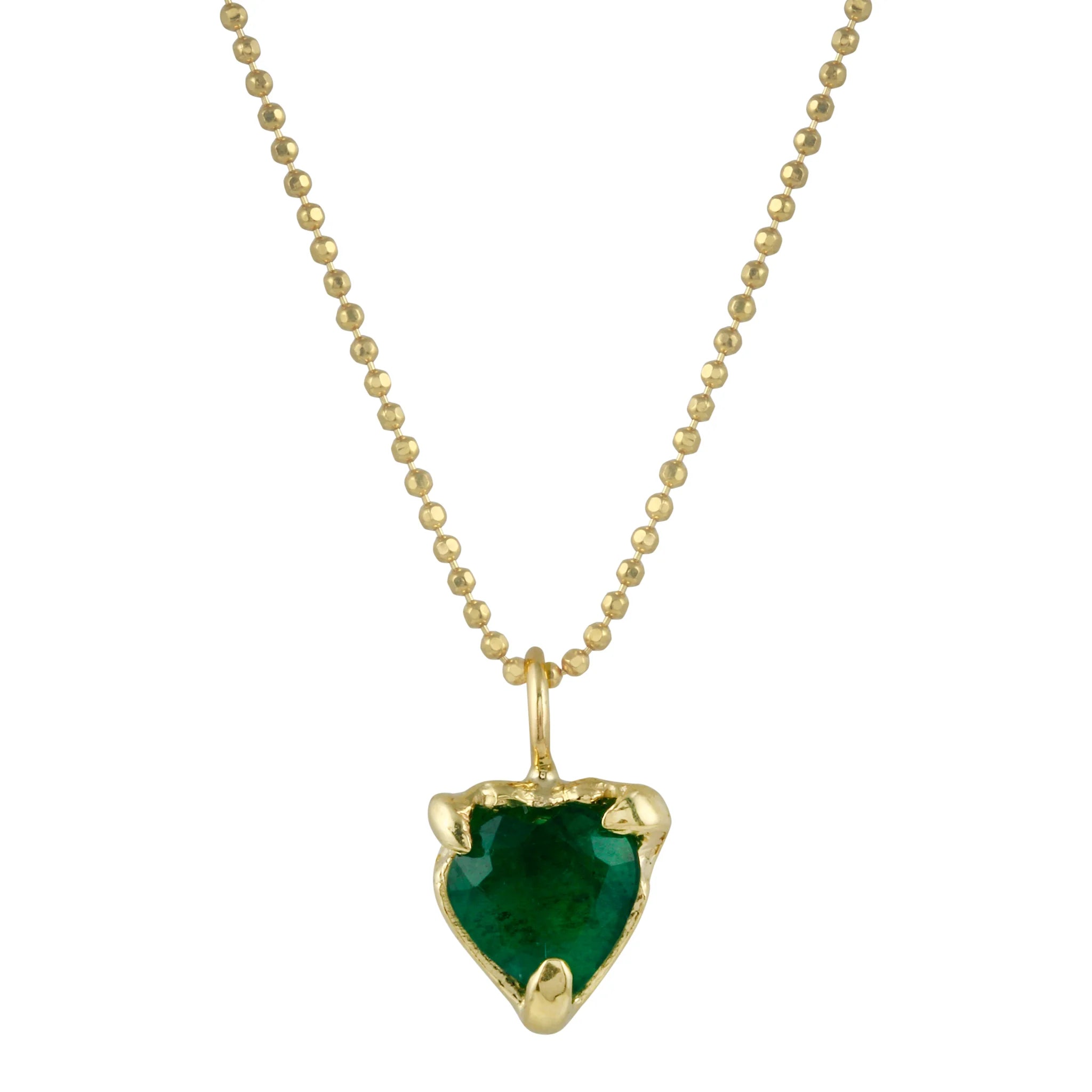 Emerald Heart Pendant Necklace Pendant Necklace Jaine K Designs Yellow Gold