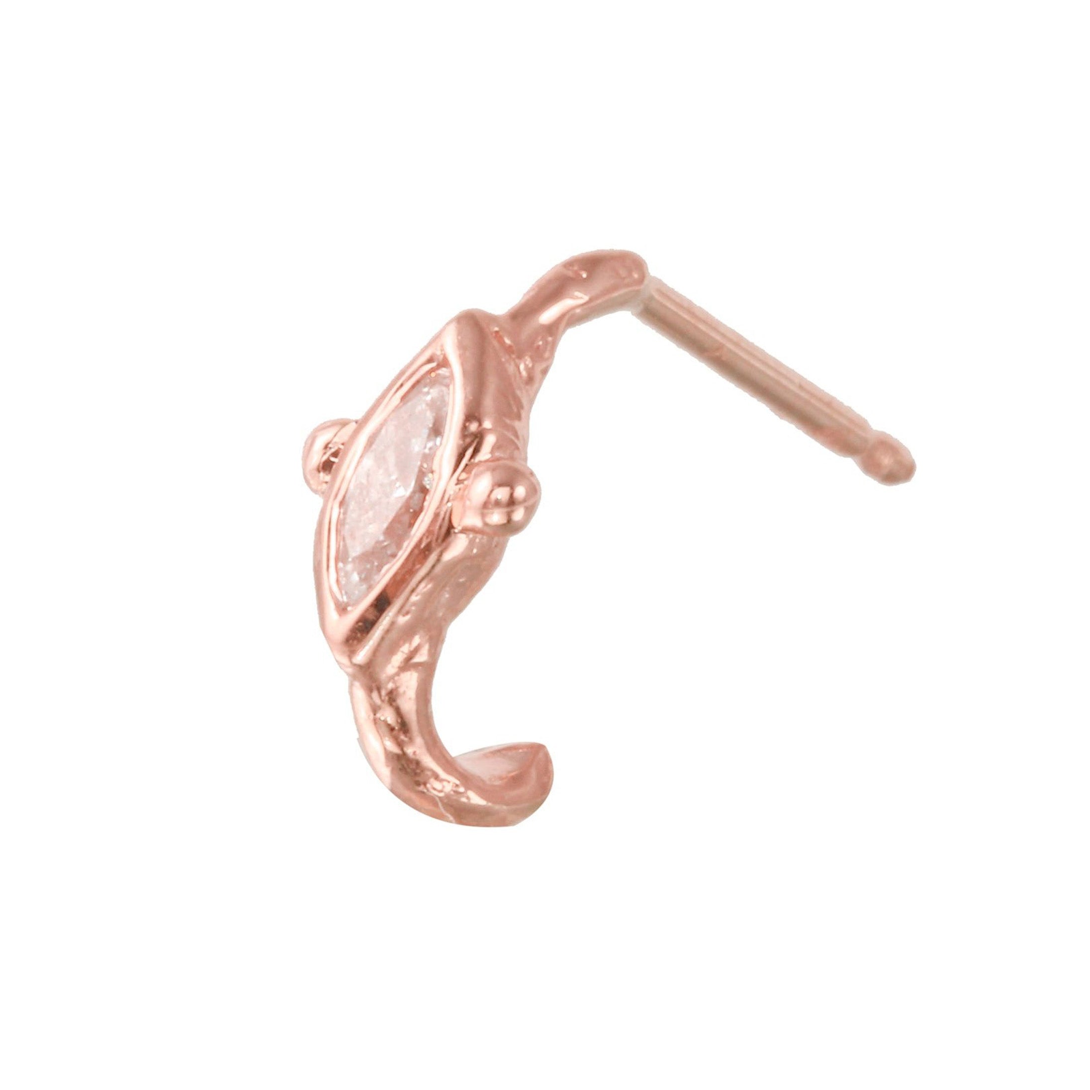 Marquise Diamond Half-Hoop Stud Stud Earrings Jaine K Designs Single Rose Gold
