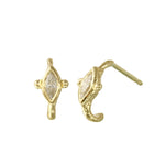 Marquise Diamond Half-Hoop Stud Stud Earrings Jaine K Designs Pair Yellow Gold