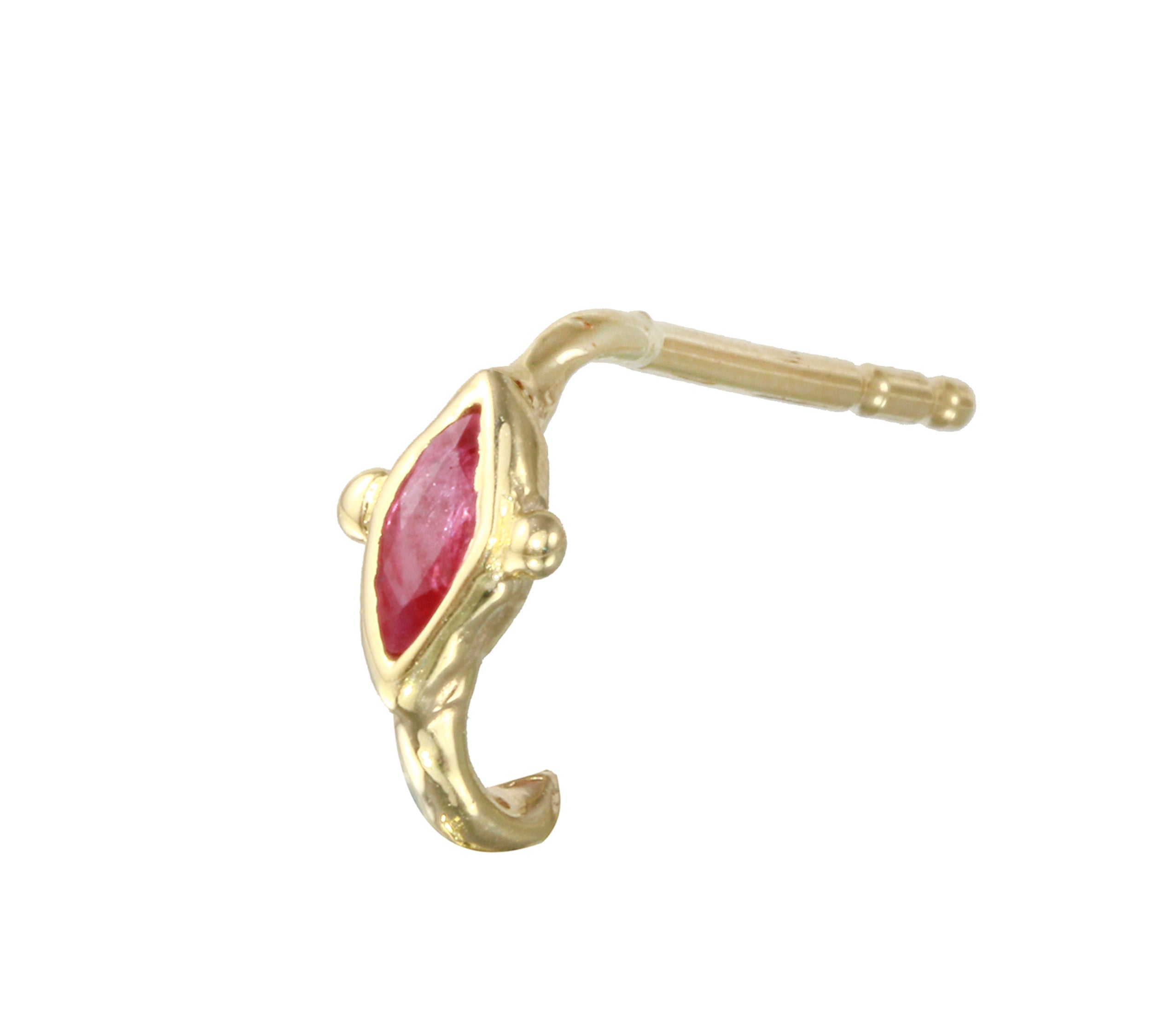 Marquise Half-Hoop Stone Stud Stud Earrings Jaine K Designs Ruby Single