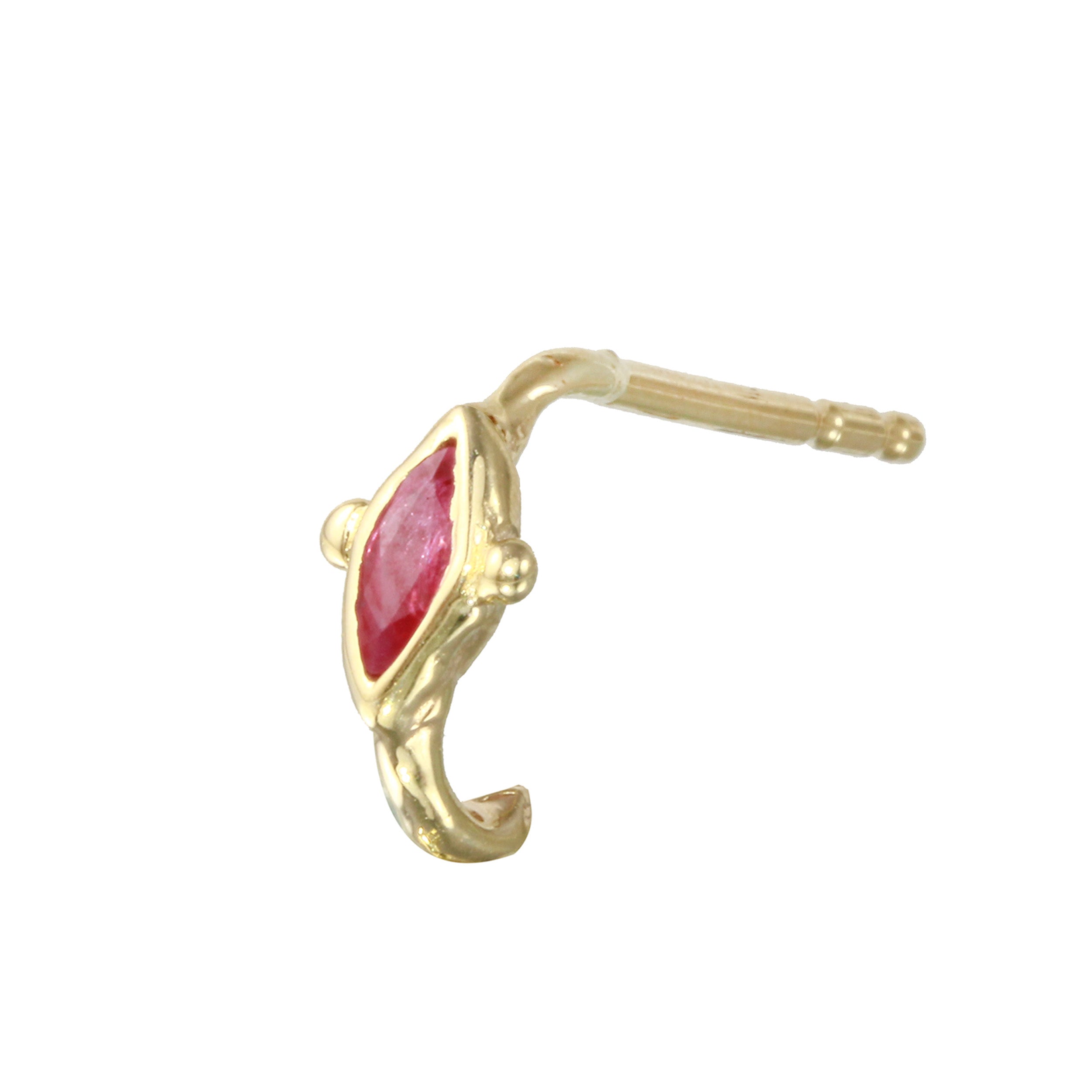Marquise Half-Hoop Stone Stud Stud Earrings Jaine K Designs Ruby Single