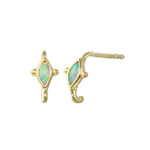 Marquise Half-Hoop Stone Stud Stud Earrings Jaine K Designs Opal Pair