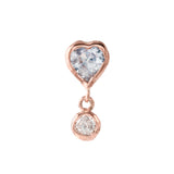 Dainty Aquamarine Heart w/ Single Diamond Dangle Drop Earrings Jaine K Designs Single