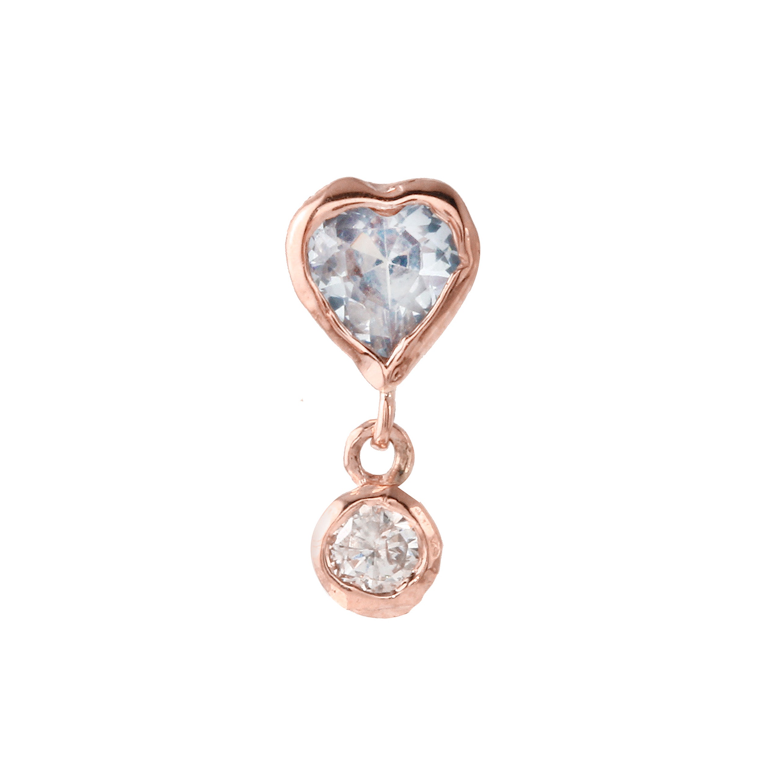 Dainty Aquamarine Heart w/ Single Diamond Dangle Drop Earrings Jaine K Designs Single