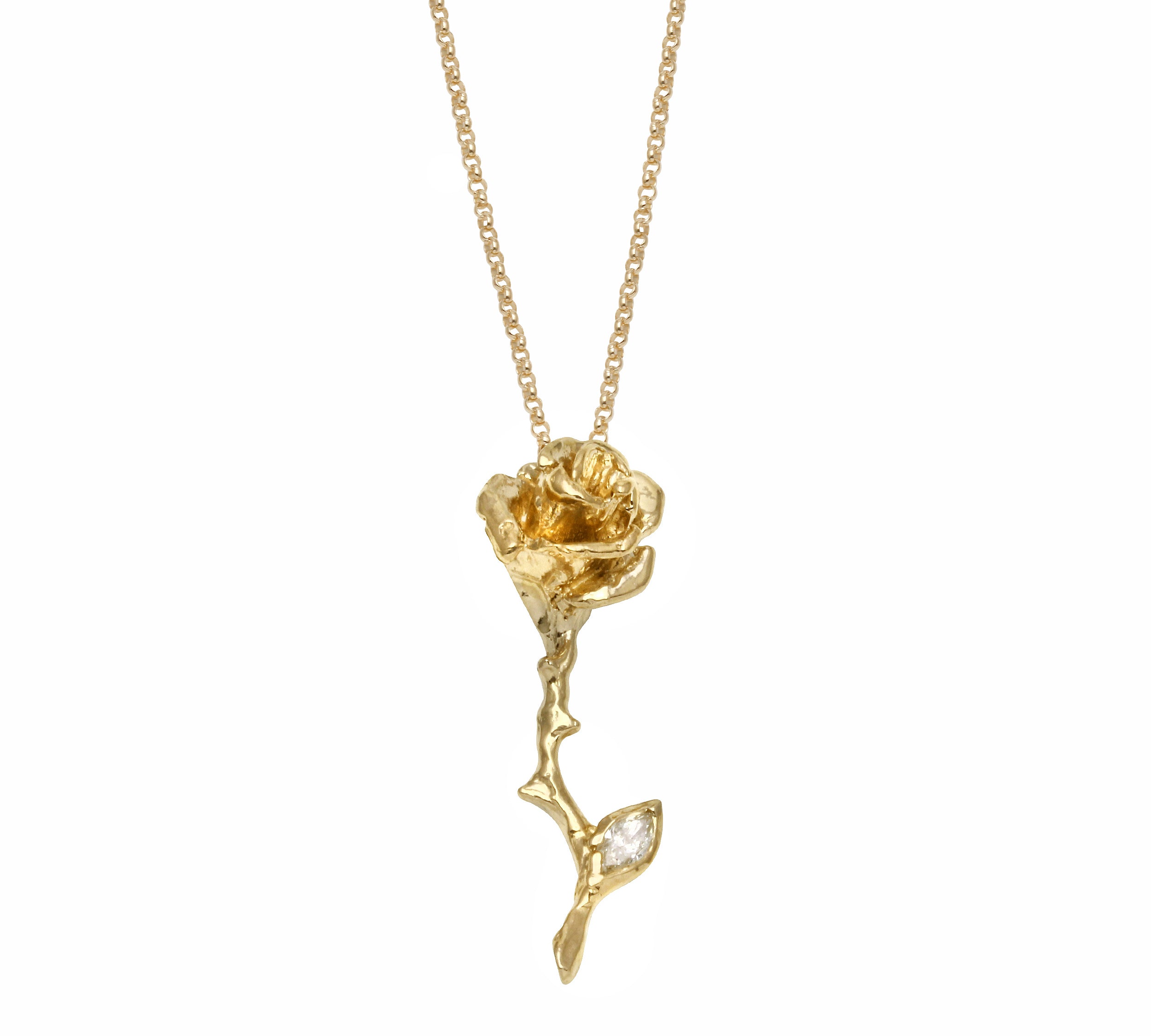 Love & Beauty is the Rose Necklace Pendant Necklace Jaine K Designs Yellow Gold