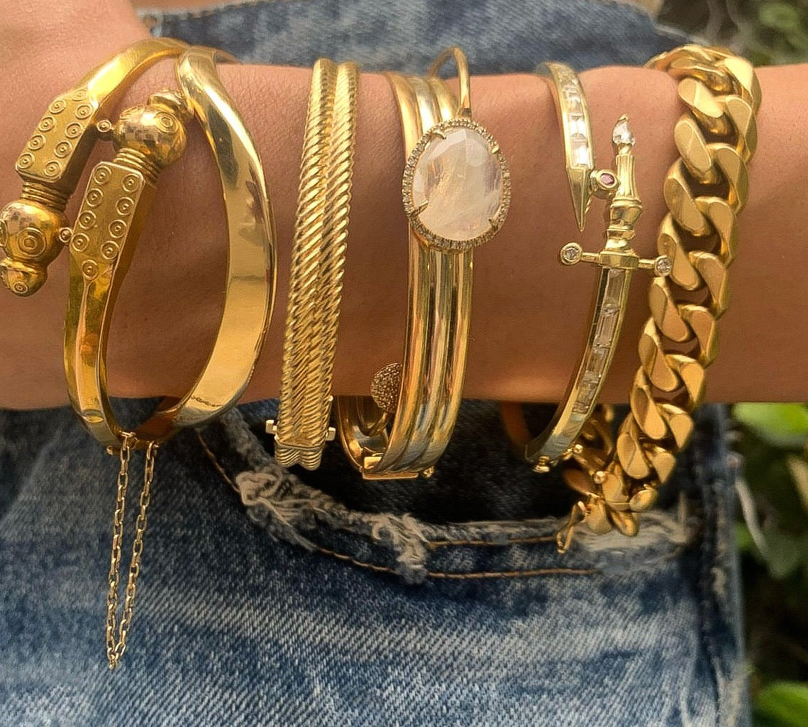 The Diamond Dagger Cuff, Plated Gold Cuff Bracelet Roseark