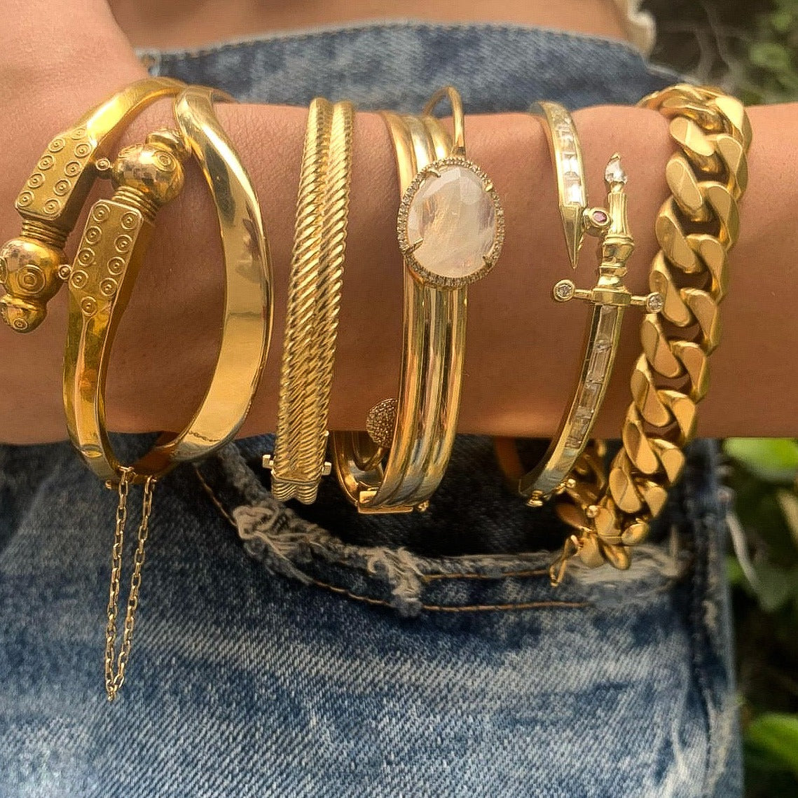 The Diamond Dagger Cuff, Plated Gold Cuff Bracelet Roseark